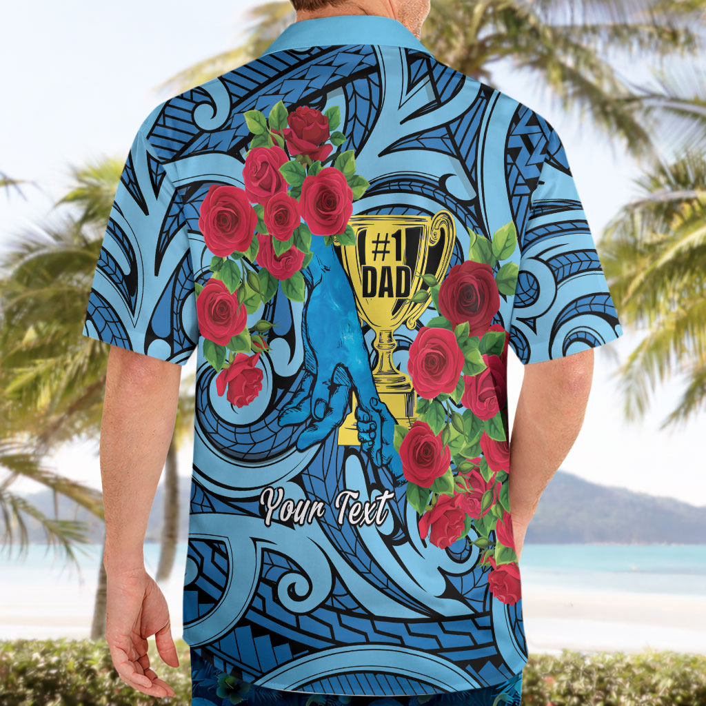 Personalised New Zealand Father's Day Hawaiian Shirt Best Dad Trophy Red Rose Maori Pattern LT22 - Polynesian Pride