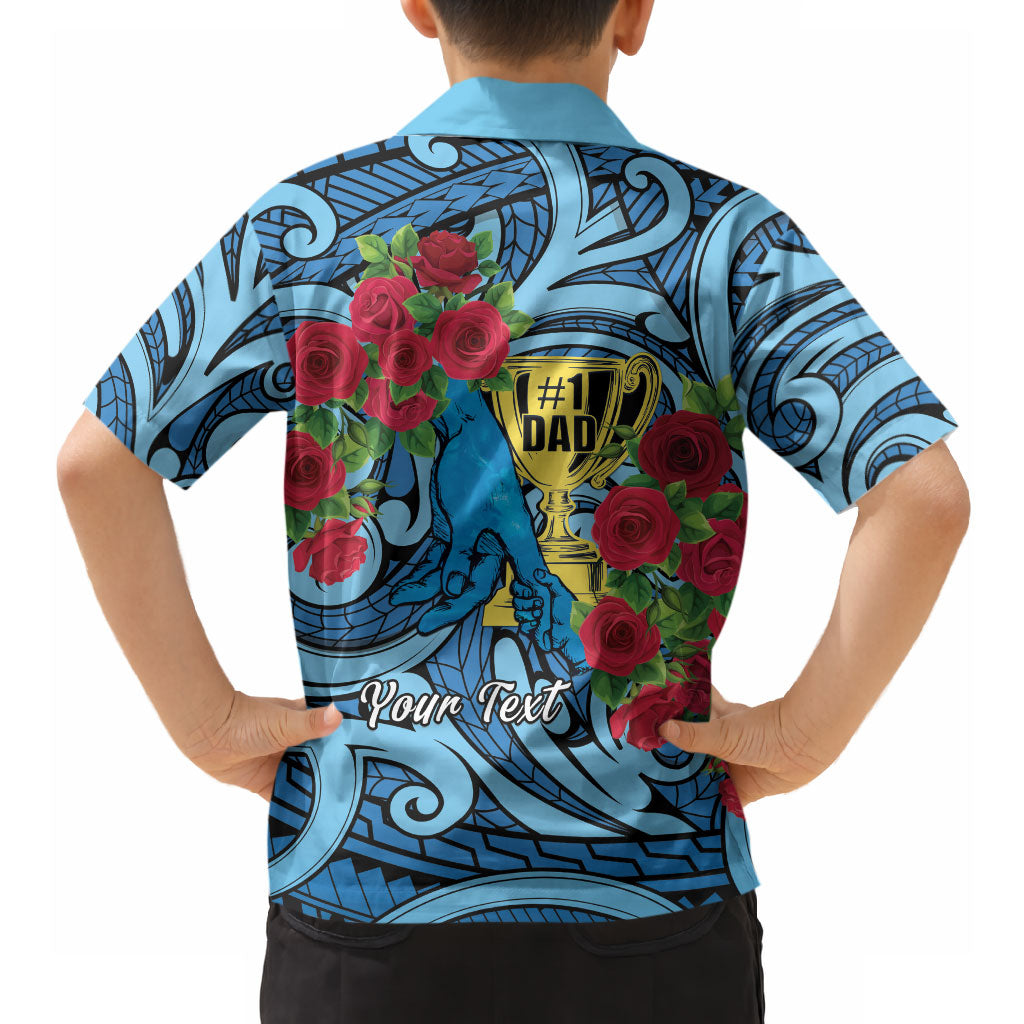 Personalised New Zealand Father's Day Hawaiian Shirt Best Dad Trophy Red Rose Maori Pattern LT22 - Polynesian Pride