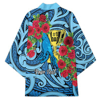 Personalised New Zealand Father's Day Kimono Best Dad Trophy Red Rose Maori Pattern LT22 - Polynesian Pride
