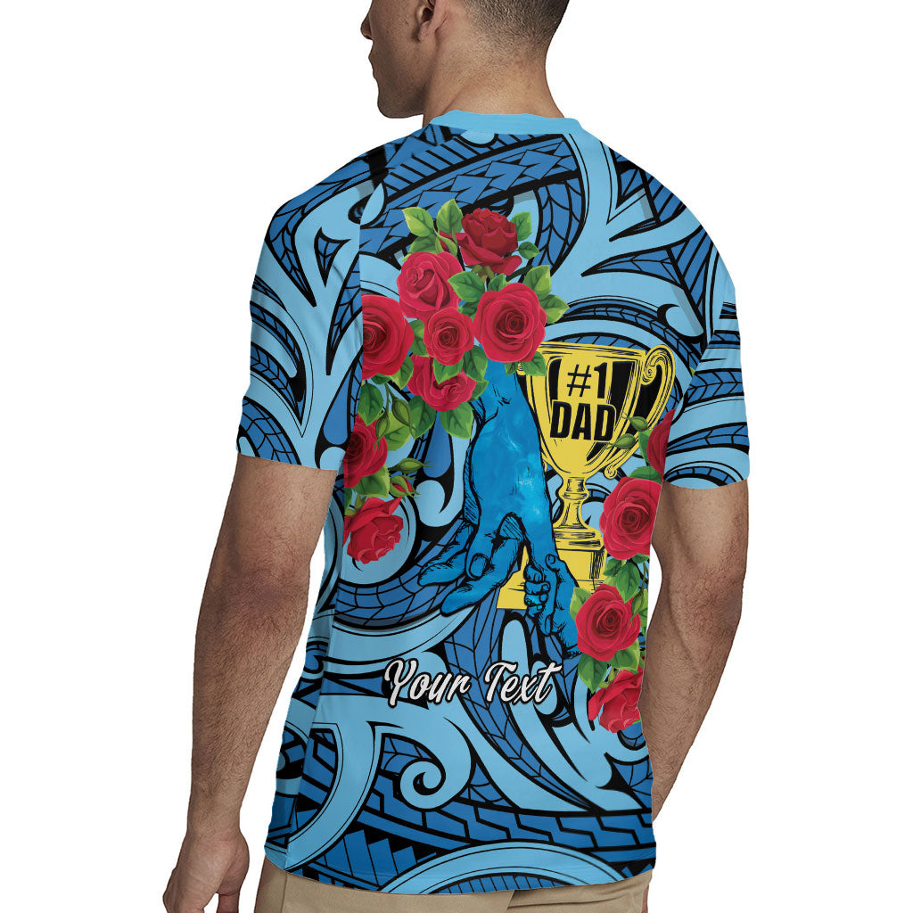 Personalised New Zealand Father's Day Rugby Jersey Best Dad Trophy Red Rose Maori Pattern LT22 - Polynesian Pride