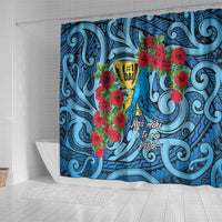 New Zealand Father's Day Shower Curtain Best Dad Trophy Red Rose Maori Pattern LT22 - Polynesian Pride