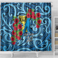 New Zealand Father's Day Shower Curtain Best Dad Trophy Red Rose Maori Pattern LT22 - Polynesian Pride