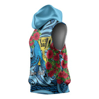 Personalised New Zealand Father's Day Sleeveless Hoodie Best Dad Trophy Red Rose Maori Pattern LT22 - Polynesian Pride