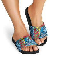 New Zealand Father's Day Slide Sandals Best Dad Trophy Red Rose Maori Pattern LT22 - Polynesian Pride