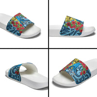 New Zealand Father's Day Slide Sandals Best Dad Trophy Red Rose Maori Pattern LT22 - Polynesian Pride