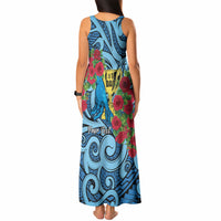 Personalised New Zealand Father's Day Tank Maxi Dress Best Dad Trophy Red Rose Maori Pattern LT22 - Polynesian Pride