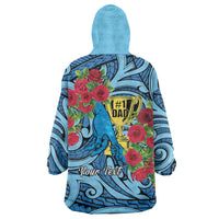 Personalised New Zealand Father's Day Wearable Blanket Hoodie Best Dad Trophy Red Rose Maori Pattern LT22 - Polynesian Pride