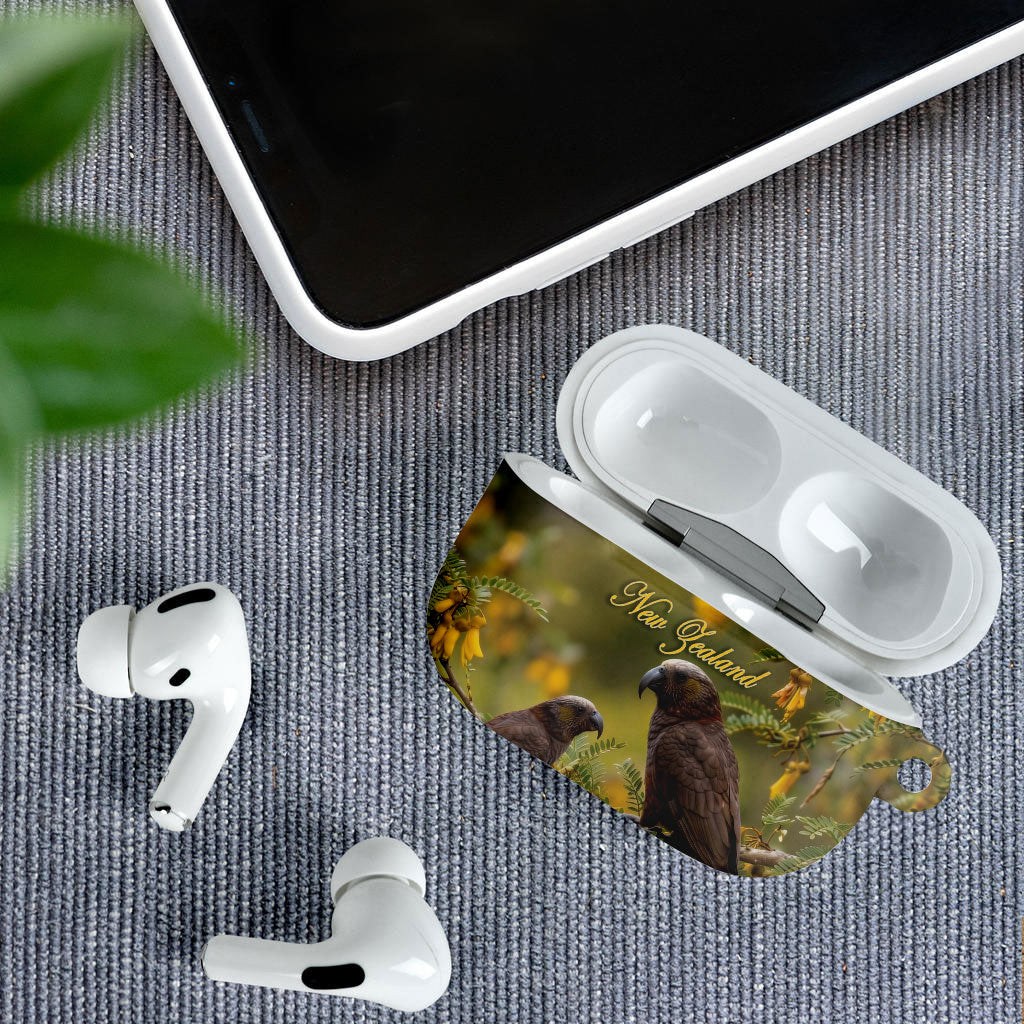 New Zealand Kaka Bird AirPods Case Kowhai Flower Landscape Style LT22 - Polynesian Pride