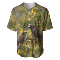 New Zealand Kaka Bird Baseball Jersey Kowhai Flower Landscape Style