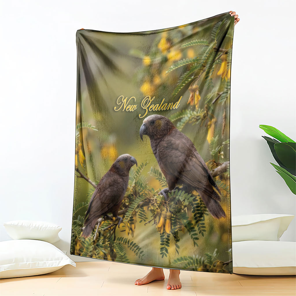 New Zealand Kaka Bird Blanket Kowhai Flower Landscape Style LT22 - Polynesian Pride