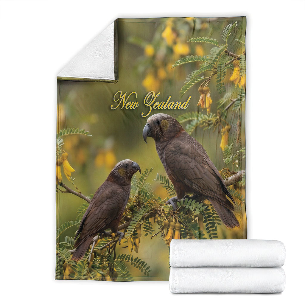 New Zealand Kaka Bird Blanket Kowhai Flower Landscape Style LT22 - Polynesian Pride