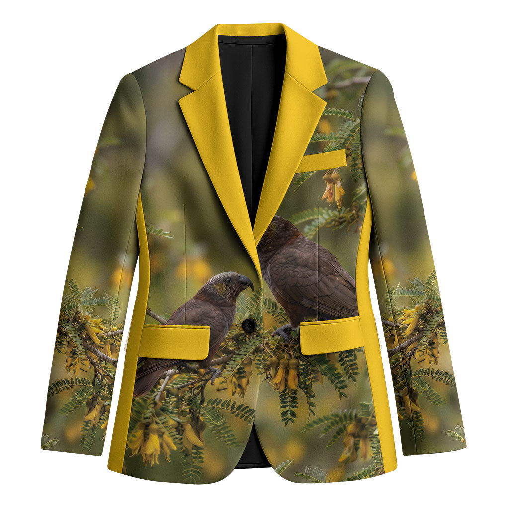 New Zealand Kaka Bird Blazer Kowhai Flower Landscape Style