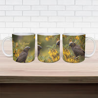 New Zealand Kaka Bird Ceramic Mug Kowhai Flower Landscape Style LT22 - Polynesian Pride