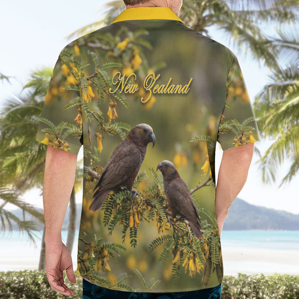 New Zealand Kaka Bird Hawaiian Shirt Kowhai Flower Landscape Style LT22 - Polynesian Pride
