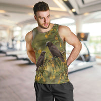 New Zealand Kaka Bird Men Tank Top Kowhai Flower Landscape Style LT22 Green - Polynesian Pride