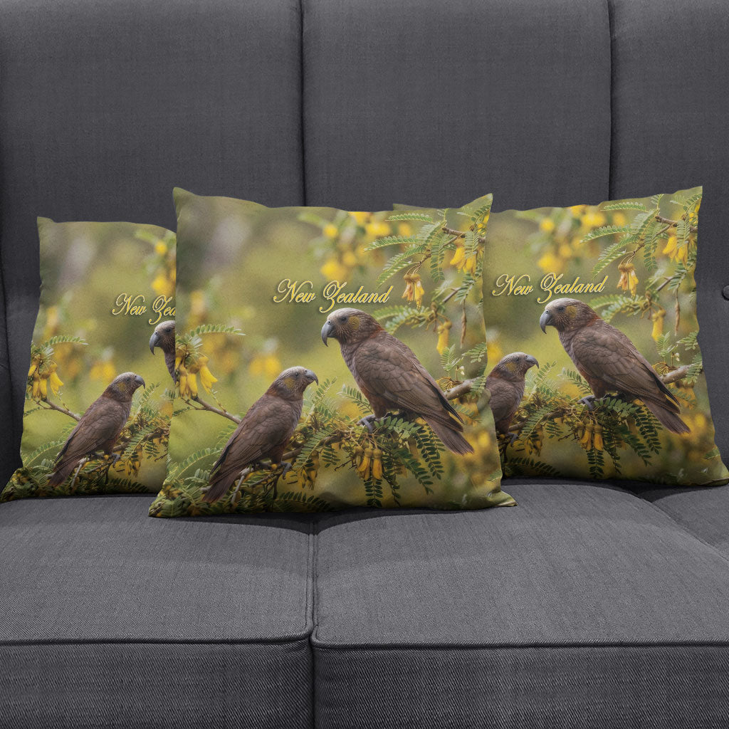 New Zealand Kaka Bird Pillow Cover Kowhai Flower Landscape Style LT22 - Polynesian Pride