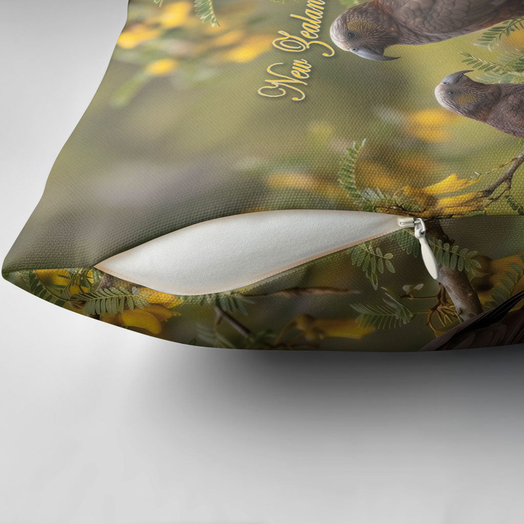 New Zealand Kaka Bird Pillow Cover Kowhai Flower Landscape Style LT22 - Polynesian Pride