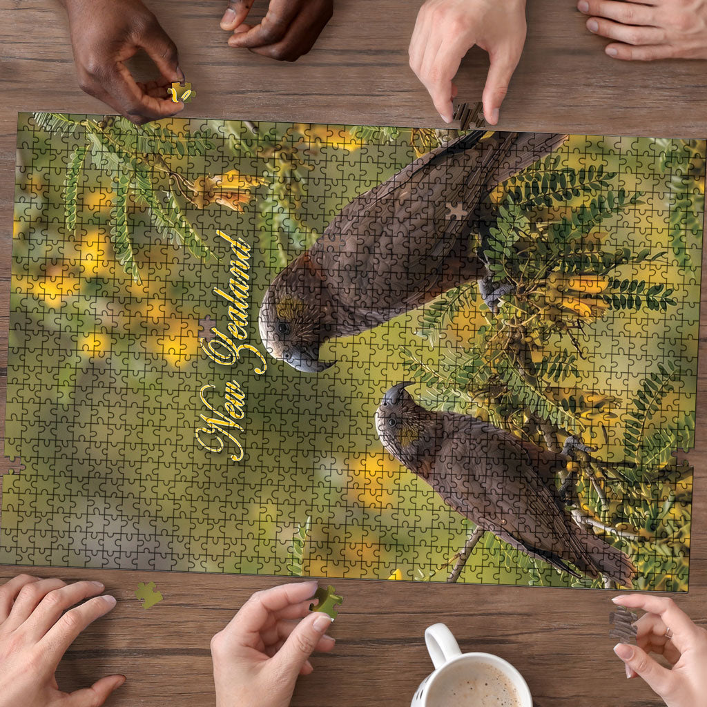New Zealand Kaka Bird Puzzle Kowhai Flower Landscape Style LT22 - Polynesian Pride