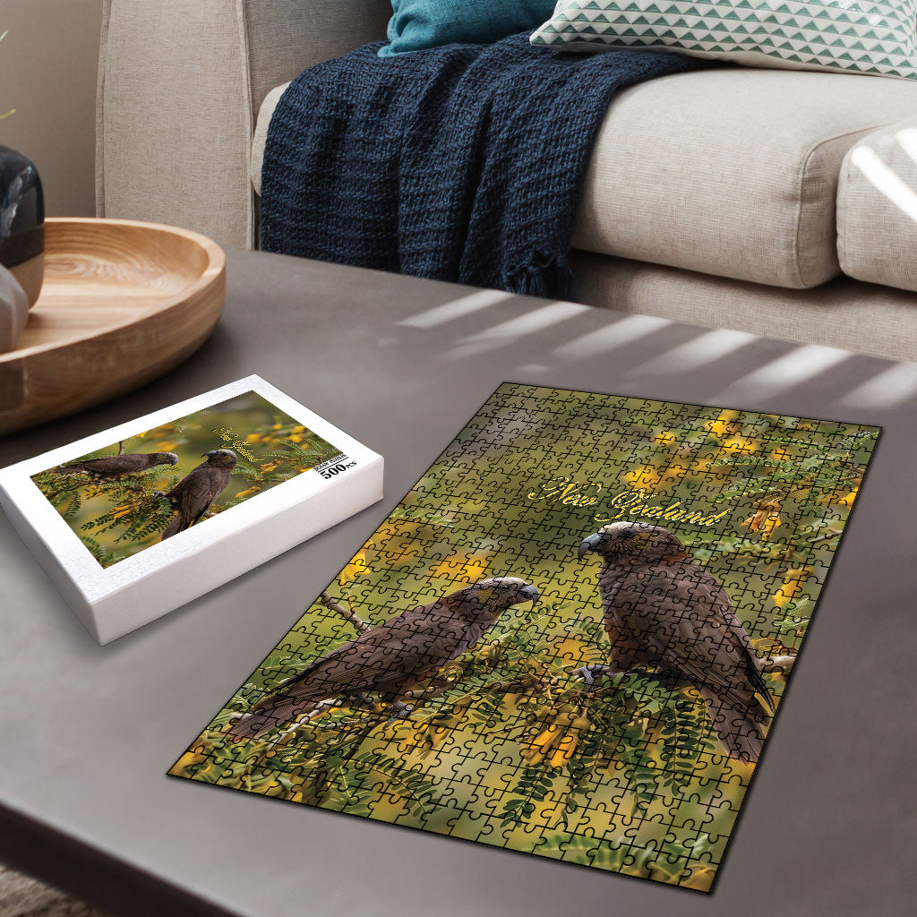 New Zealand Kaka Bird Puzzle Kowhai Flower Landscape Style LT22 - Polynesian Pride