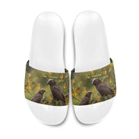 New Zealand Kaka Bird Slide Sandals Kowhai Flower Landscape Style