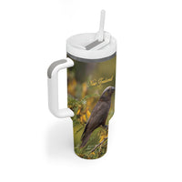 New Zealand Kaka Bird Tumbler With Handle Kowhai Flower Landscape Style LT22 - Polynesian Pride