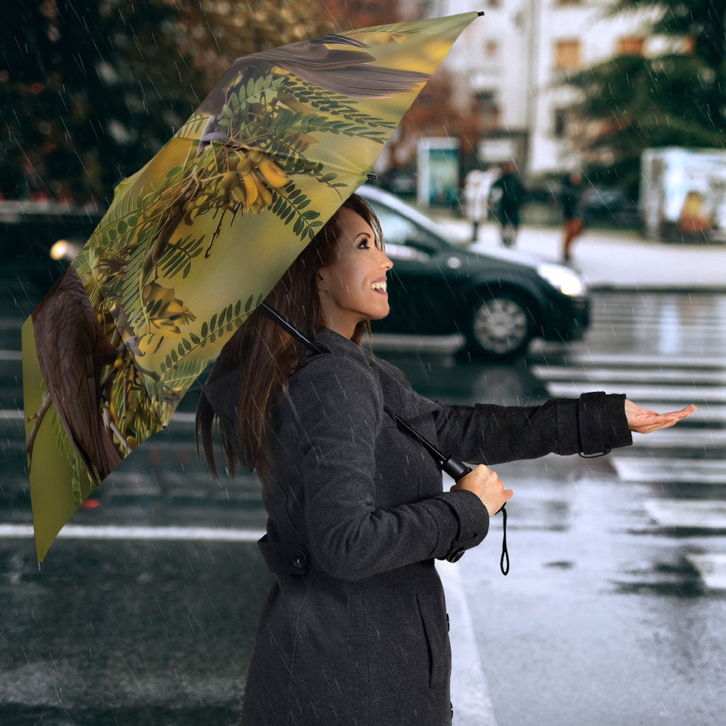 New Zealand Kaka Bird Umbrella Kowhai Flower Landscape Style