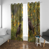 New Zealand Kaka Bird Window Curtain Kowhai Flower Landscape Style