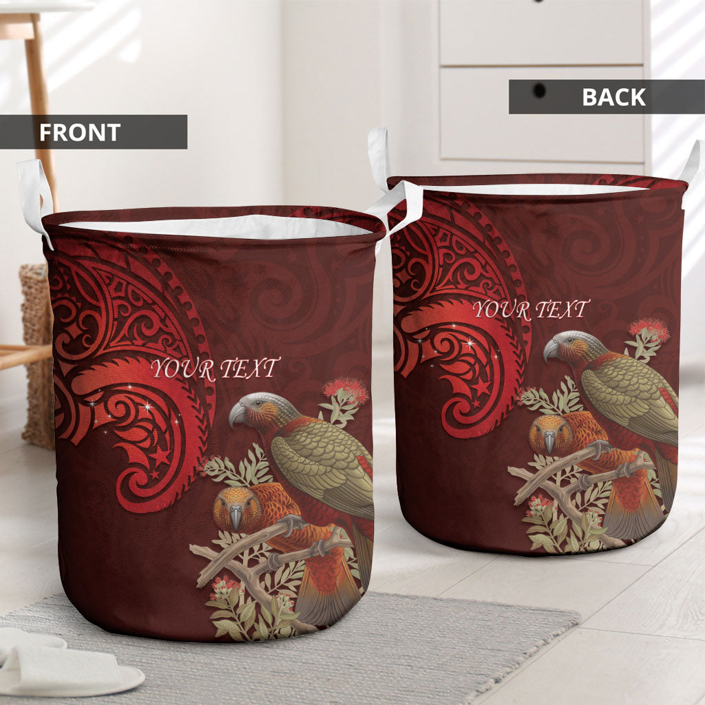 New Zealand Kaka Bird Personalised Laundry Basket Pohutukawa Matariki Maori Pattern LT22 - Polynesian Pride