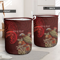 New Zealand Kaka Bird Personalised Laundry Basket Pohutukawa Matariki Maori Pattern LT22 - Polynesian Pride