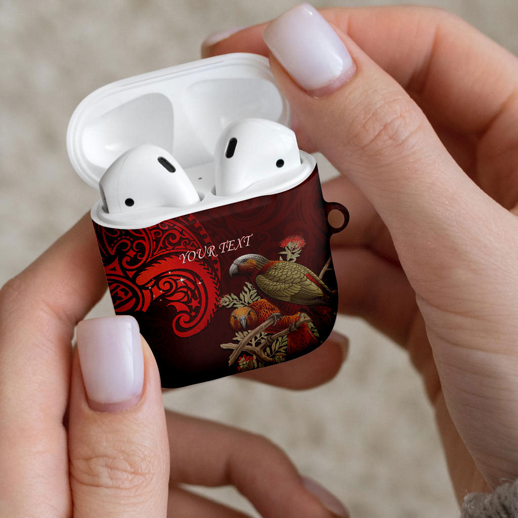 New Zealand Kaka Bird Personalised AirPods Case Pohutukawa Matariki Maori Pattern