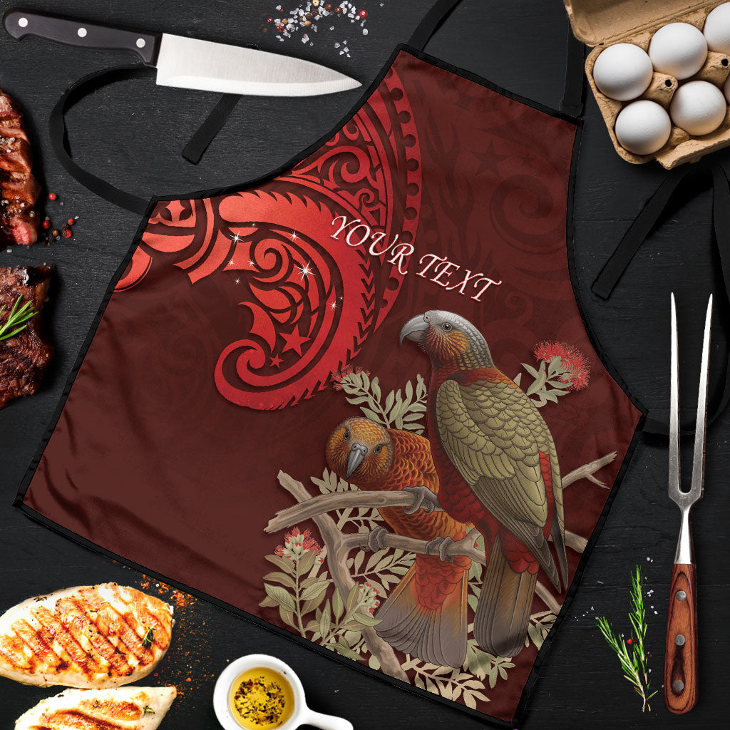 New Zealand Kaka Bird Personalised Apron Pohutukawa Matariki Maori Pattern