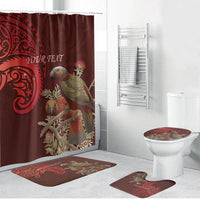 New Zealand Kaka Bird Personalised Bathroom Set Pohutukawa Matariki Maori Pattern LT22 Bathroom Set (4 pcs) Red - Polynesian Pride