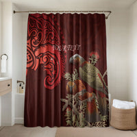New Zealand Kaka Bird Personalised Bathroom Set Pohutukawa Matariki Maori Pattern LT22 Shower Curtain Only Red - Polynesian Pride