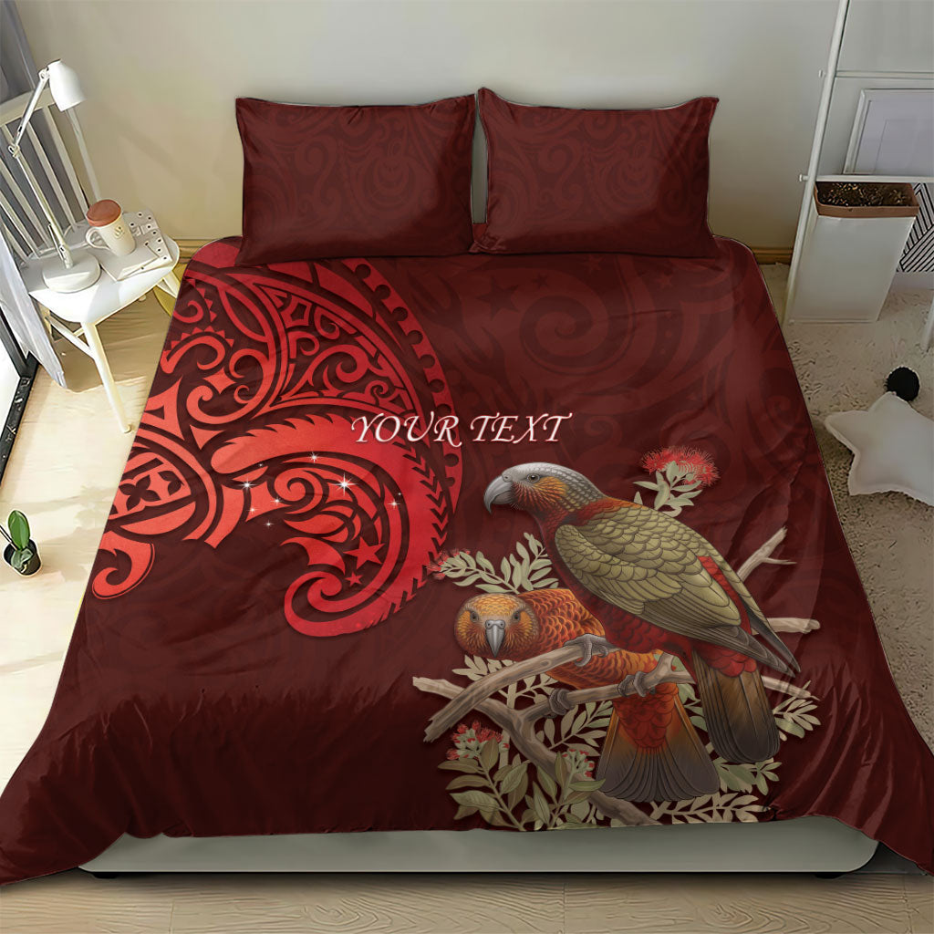 New Zealand Kaka Bird Personalised Bedding Set Pohutukawa Matariki Maori Pattern