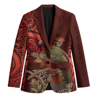 New Zealand Kaka Bird Personalised Blazer Pohutukawa Matariki Maori Pattern LT22 Unisex Red - Polynesian Pride
