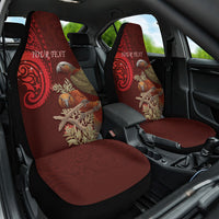 New Zealand Kaka Bird Personalised Car Seat Cover Pohutukawa Matariki Maori Pattern LT22 One Size Red - Polynesian Pride
