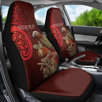 New Zealand Kaka Bird Personalised Car Seat Cover Pohutukawa Matariki Maori Pattern LT22 - Polynesian Pride
