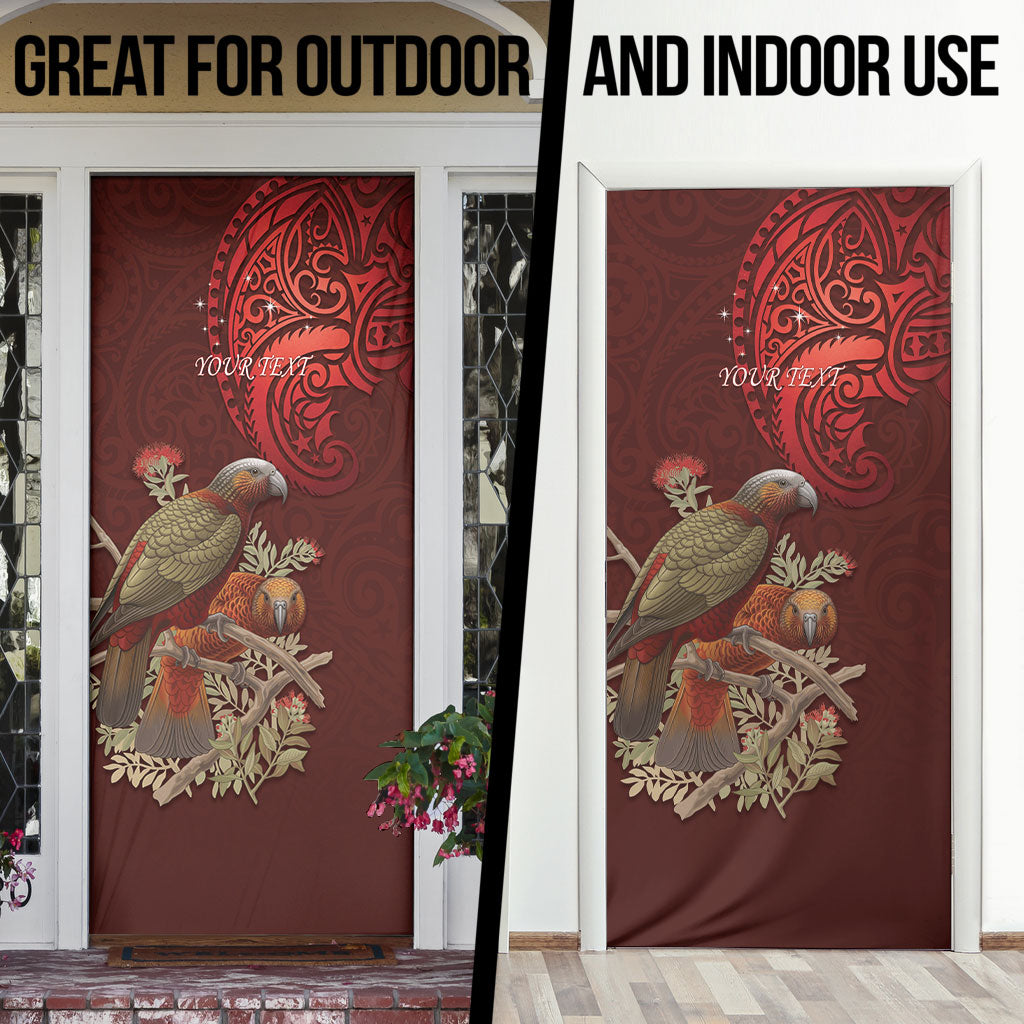 New Zealand Kaka Bird Personalised Door Cover Pohutukawa Matariki Maori Pattern LT22 - Polynesian Pride