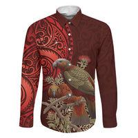 New Zealand Kaka Bird Personalised Family Matching Puletasi and Hawaiian Shirt Pohutukawa Matariki Maori Pattern