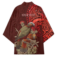 New Zealand Kaka Bird Personalised Kimono Pohutukawa Matariki Maori Pattern LT22 - Polynesian Pride