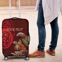New Zealand Kaka Bird Personalised Luggage Cover Pohutukawa Matariki Maori Pattern LT22 Red - Polynesian Pride