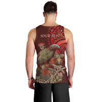 New Zealand Kaka Bird Personalised Men Tank Top Pohutukawa Matariki Maori Pattern LT22 - Polynesian Pride