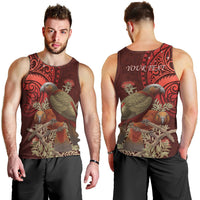 New Zealand Kaka Bird Personalised Men Tank Top Pohutukawa Matariki Maori Pattern LT22 - Polynesian Pride