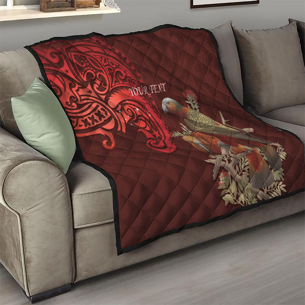 New Zealand Kaka Bird Personalised Quilt Pohutukawa Matariki Maori Pattern