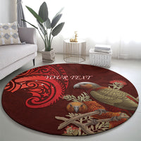 New Zealand Kaka Bird Personalised Round Carpet Pohutukawa Matariki Maori Pattern