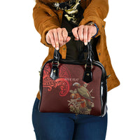 New Zealand Kaka Bird Personalised Shoulder Handbag Pohutukawa Matariki Maori Pattern