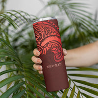 New Zealand Kaka Bird Personalised Skinny Tumbler Pohutukawa Matariki Maori Pattern