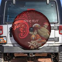 New Zealand Kaka Bird Personalised Spare Tire Cover Pohutukawa Matariki Maori Pattern LT22 Red - Polynesian Pride