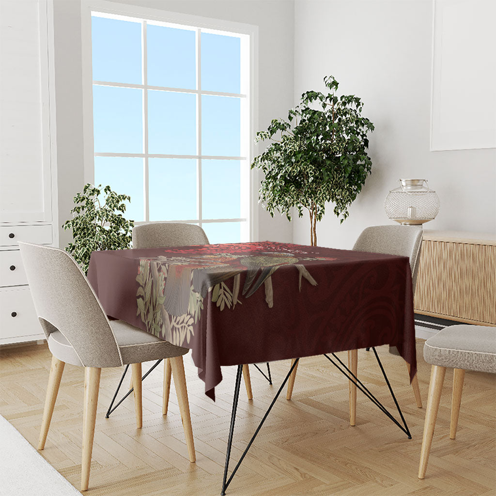 New Zealand Kaka Bird Personalised Tablecloth Pohutukawa Matariki Maori Pattern