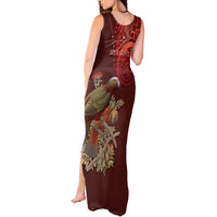 New Zealand Kaka Bird Personalised Tank Maxi Dress Pohutukawa Matariki Maori Pattern LT22 - Polynesian Pride